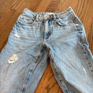 Garage Denim Light Blue mom jeans distressed size 00 (23)
